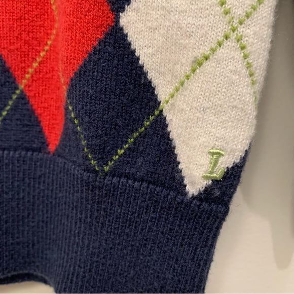 H&M Boys Argyle V-neck Wool Blend Sweater,Navy Red Cream Size US 3-4Y - Picture 3 of 7